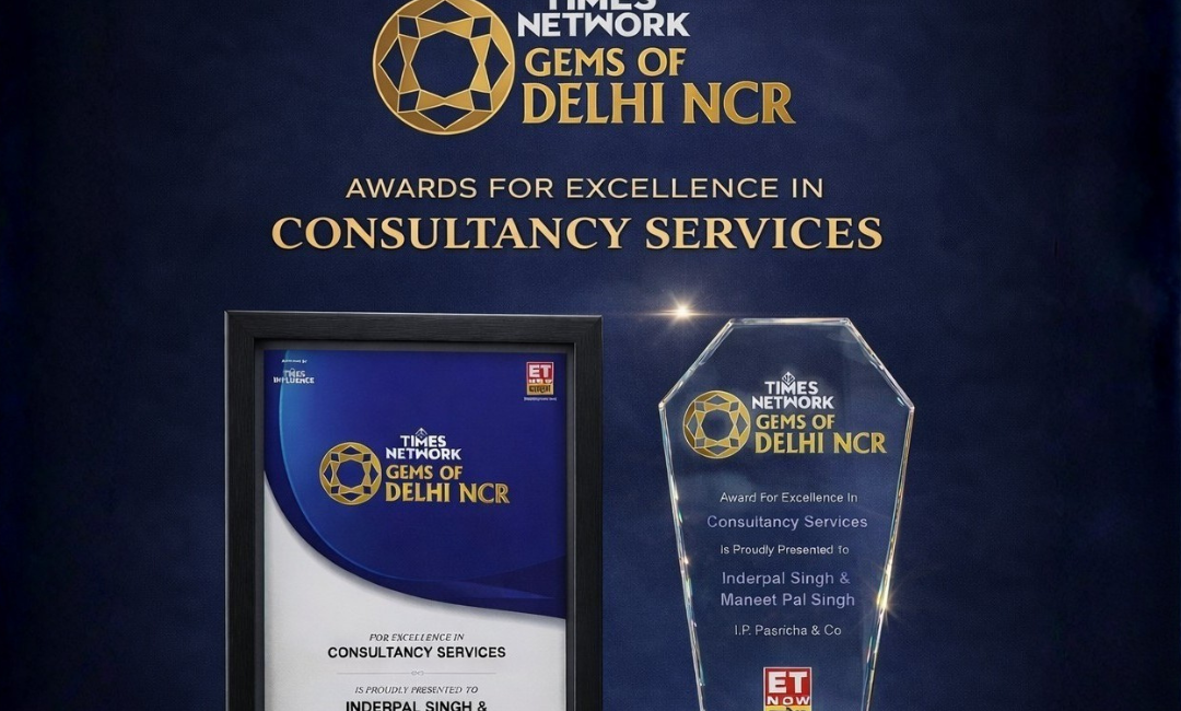 I.P. Pasricha & Co. receiving Excellence in Consultancy Services award at Times Network Gems of Delhi NCR 2025